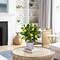 15.7" Artificial Lemon Tree in Blue and White Pot, Small Faux Potted Citrus Plant with Realistic Lemons for Indoor Home Décor—Perfect for Office, Living Room Table, Desk, or Shelf Decoration